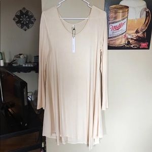 Cream Long Sleeve T-shirt Dress